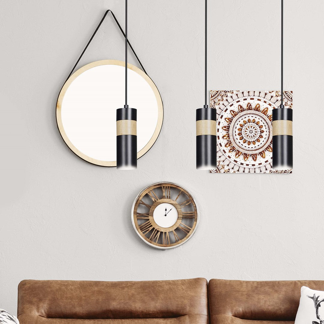 Lustra suspendata cu 3 pendule AKARI 3 neagra