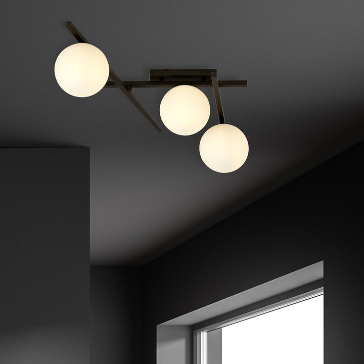 Plafoniera SMART 3 neagra si opal