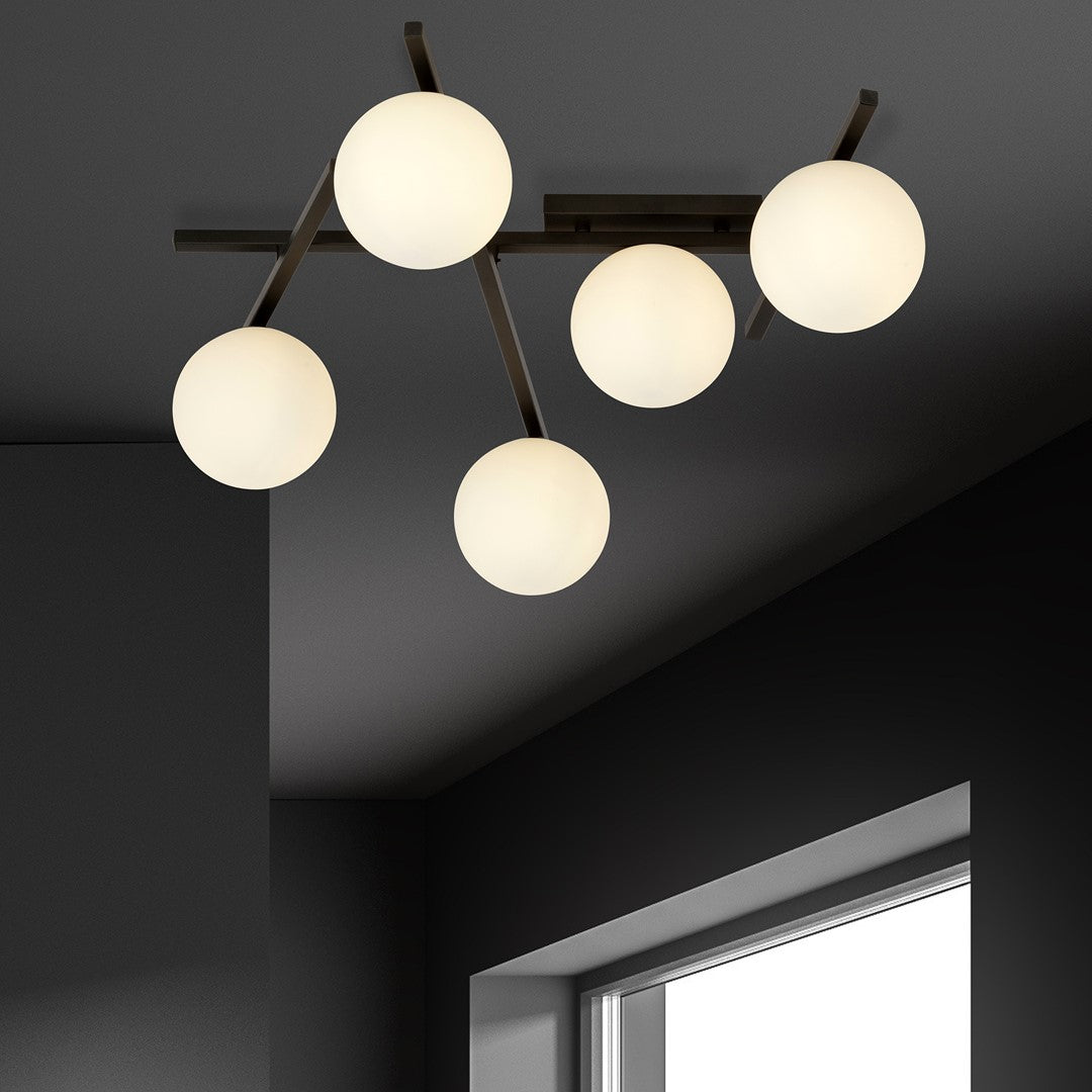 Plafoniera SMART 5 neagra si opal