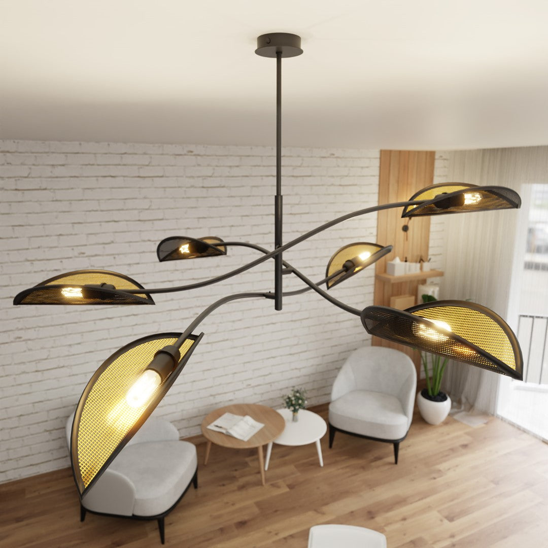 Lustra LOTUS 6 neagra/auriu