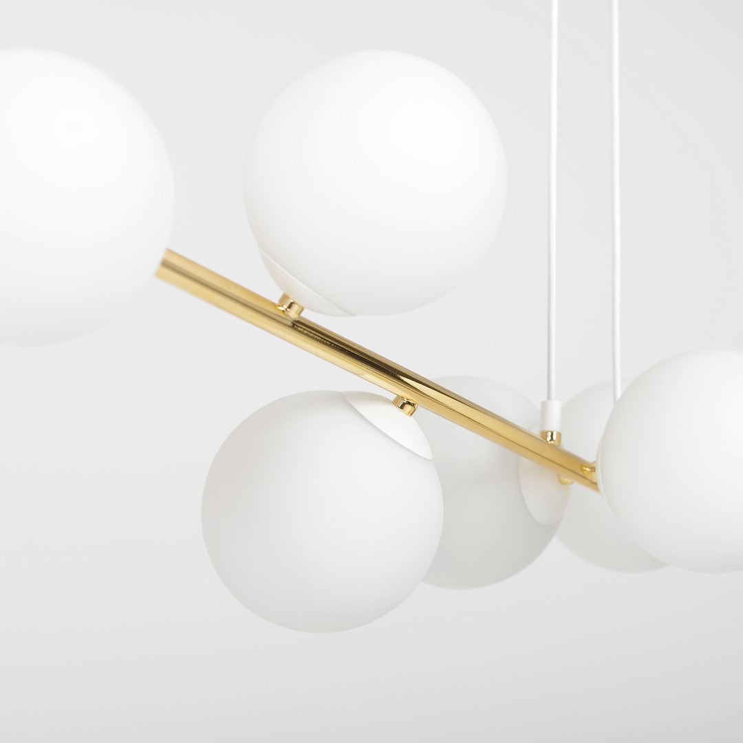 Lustra suspendata GRAVITY 8  alba auriu