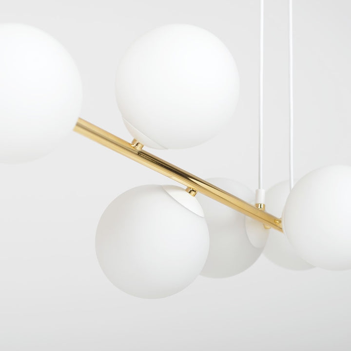 Lustra suspendata GRAVITY 8  alba auriu