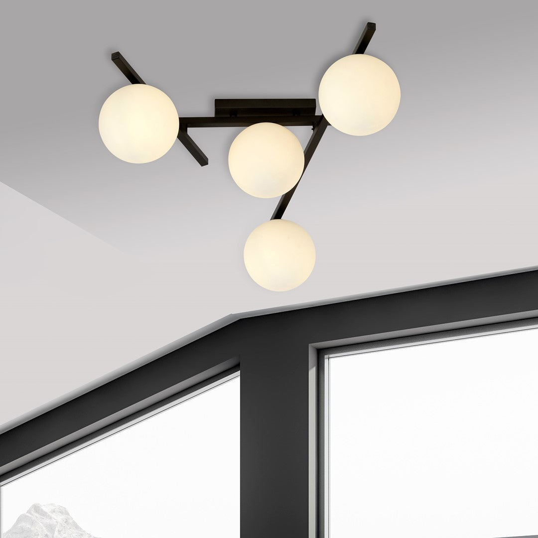 Plafoniera SMART 4 neagra si opal
