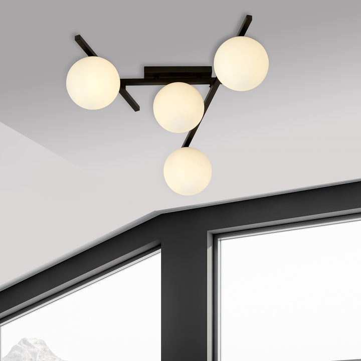 Plafoniera SMART 4 neagra si opal