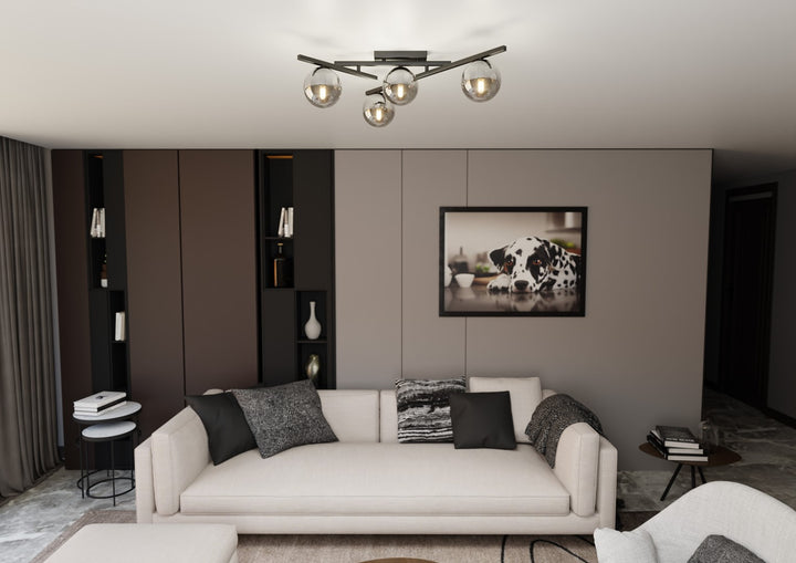 Plafoniera SMART 4 neagra si grafit