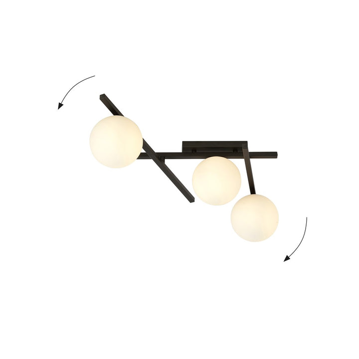 Plafoniera SMART 3 neagra si opal
