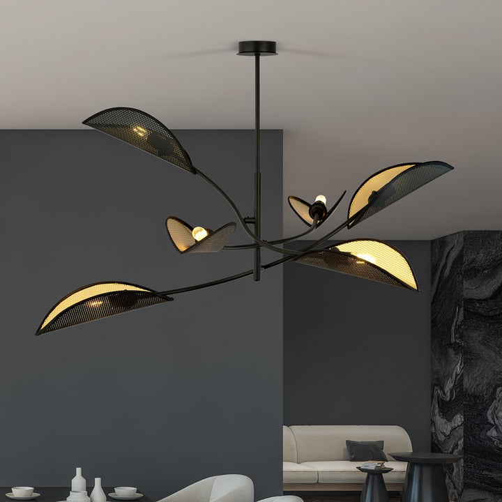 Lustra LOTUS 6 neagra/auriu
