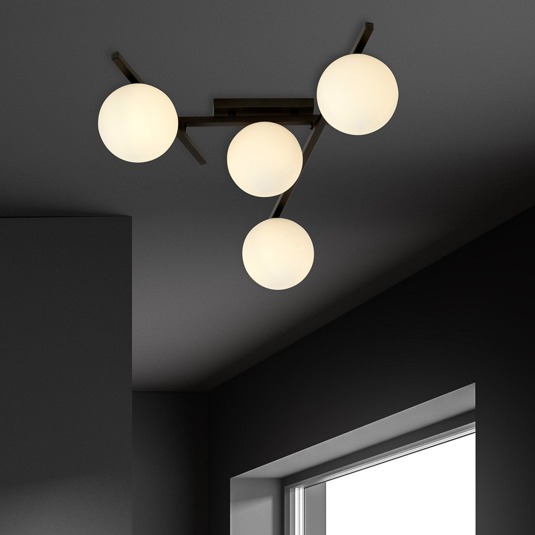 Plafoniera SMART 4 neagra si opal