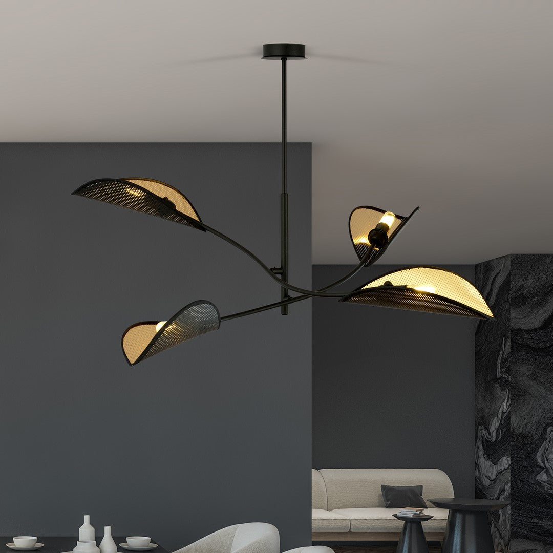 Lustra LOTUS 4 neagra/auriu