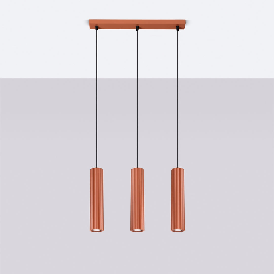 Lampa suspendata KARBON 3L rosu ocru