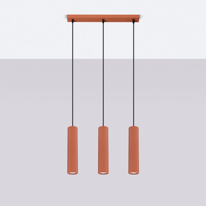 Lampa suspendata KARBON 3L rosu ocru