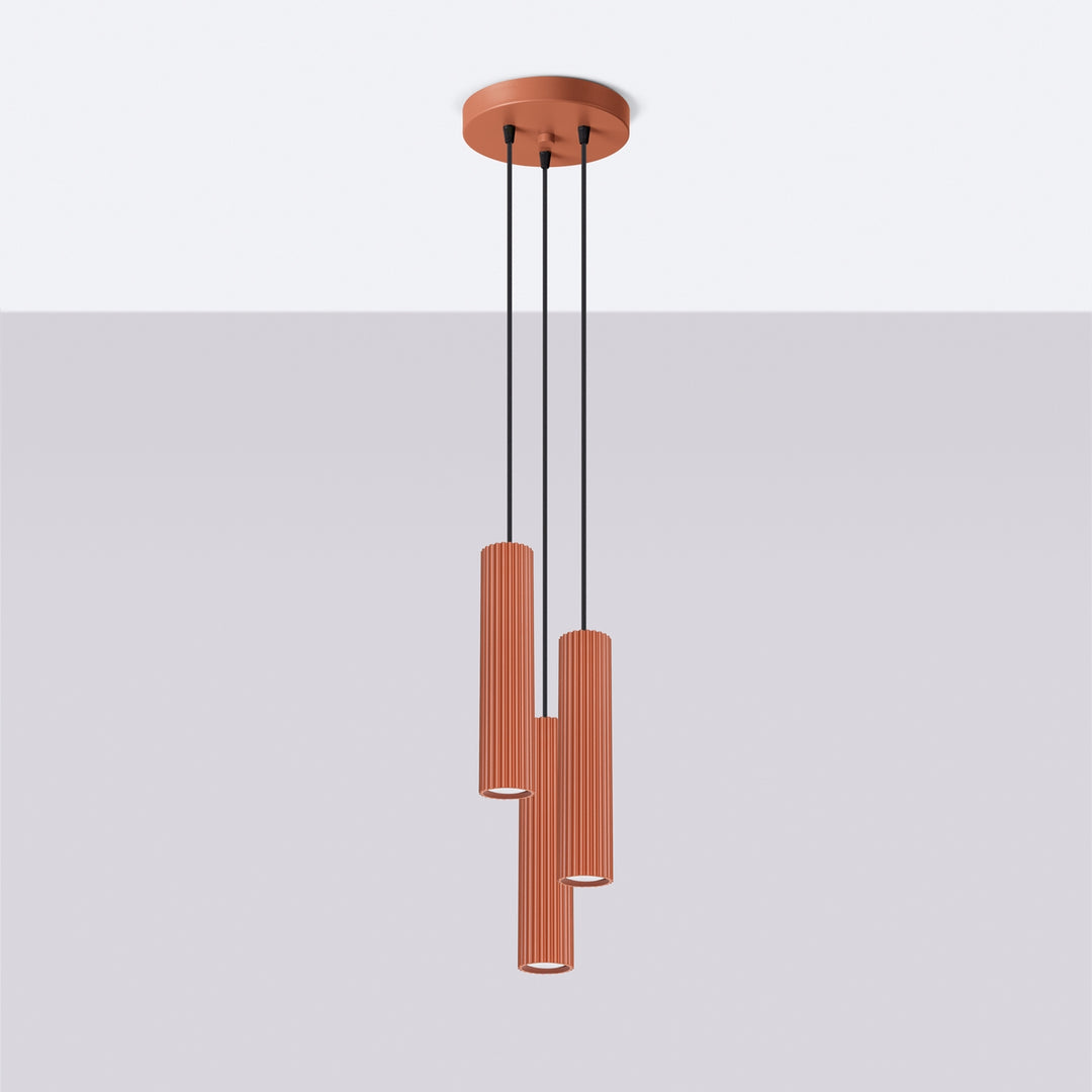Lampa suspendata KARBON 3P rosu ocru
