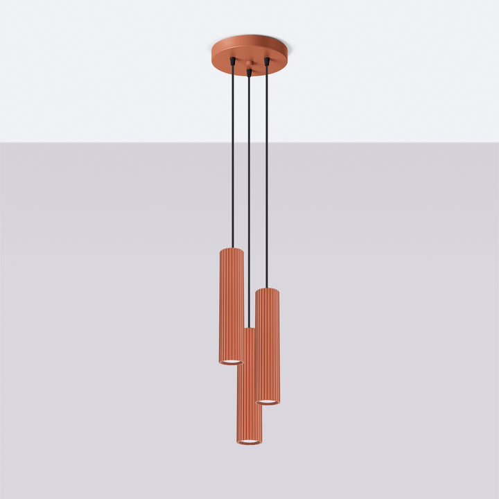 Lampa suspendata KARBON 3P rosu ocru