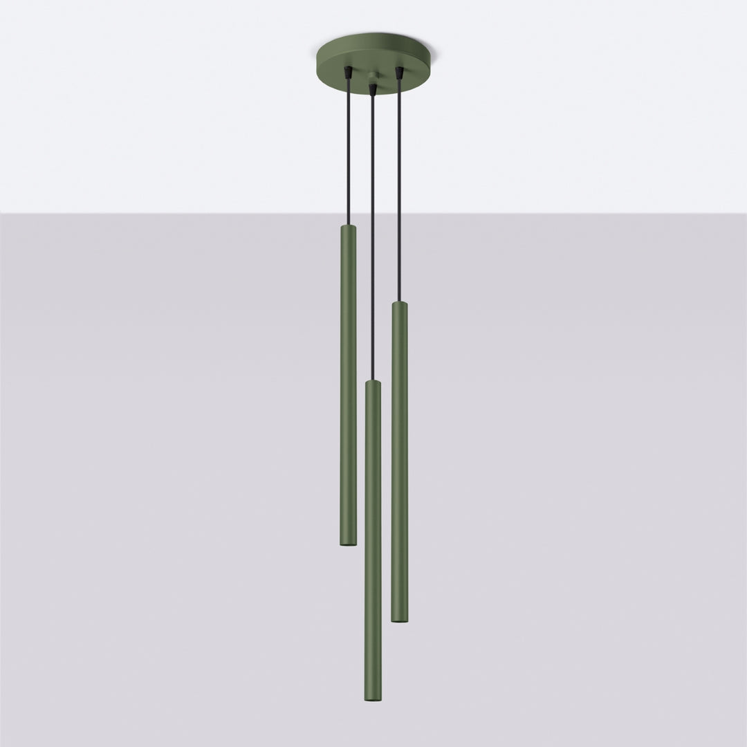 Lampa suspendata PASTELO 3P verde masliniu