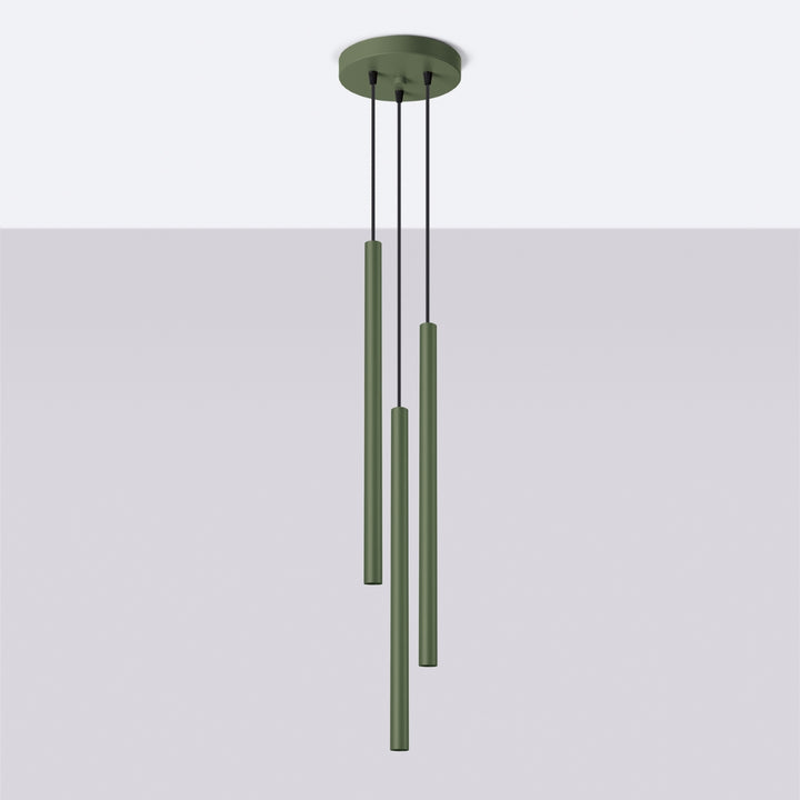Lampa suspendata PASTELO 3P verde masliniu