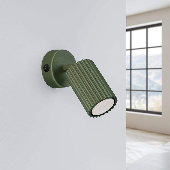 Lampa de perete KARBON verde masliniu cu intrerupator