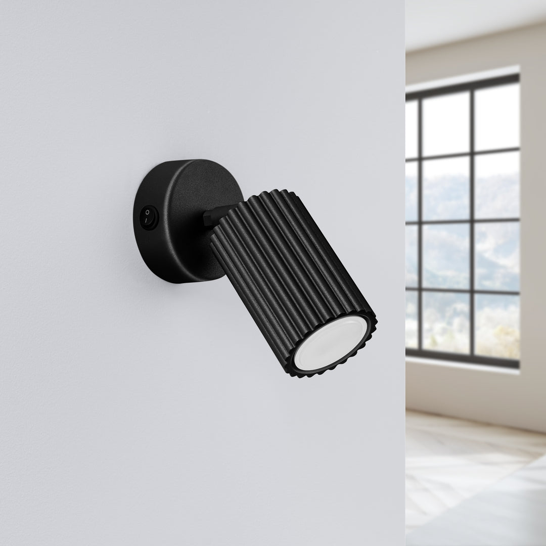 Lampa de perete KARBON negru cu un comutator