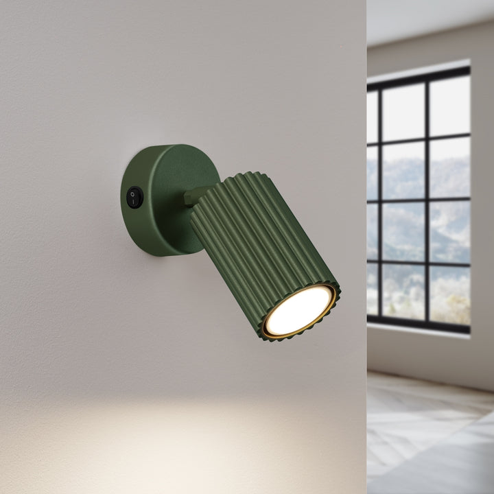 Lampa de perete KARBON verde masliniu cu intrerupator