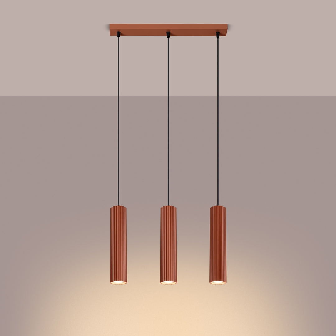 Lampa suspendata KARBON 3L rosu ocru