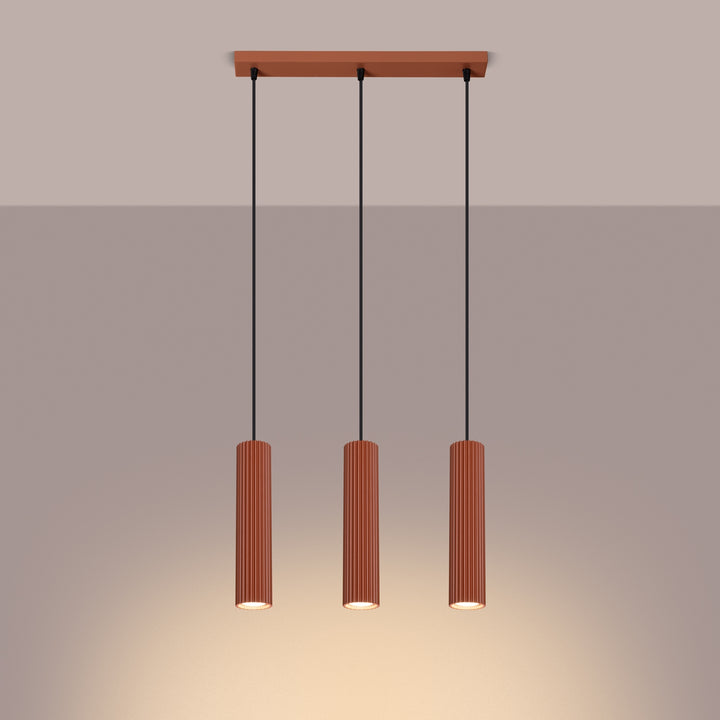 Lampa suspendata KARBON 3L rosu ocru