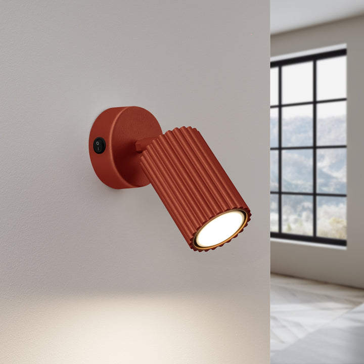 Lampa de perete KARBON rosu ocru cu un comutator