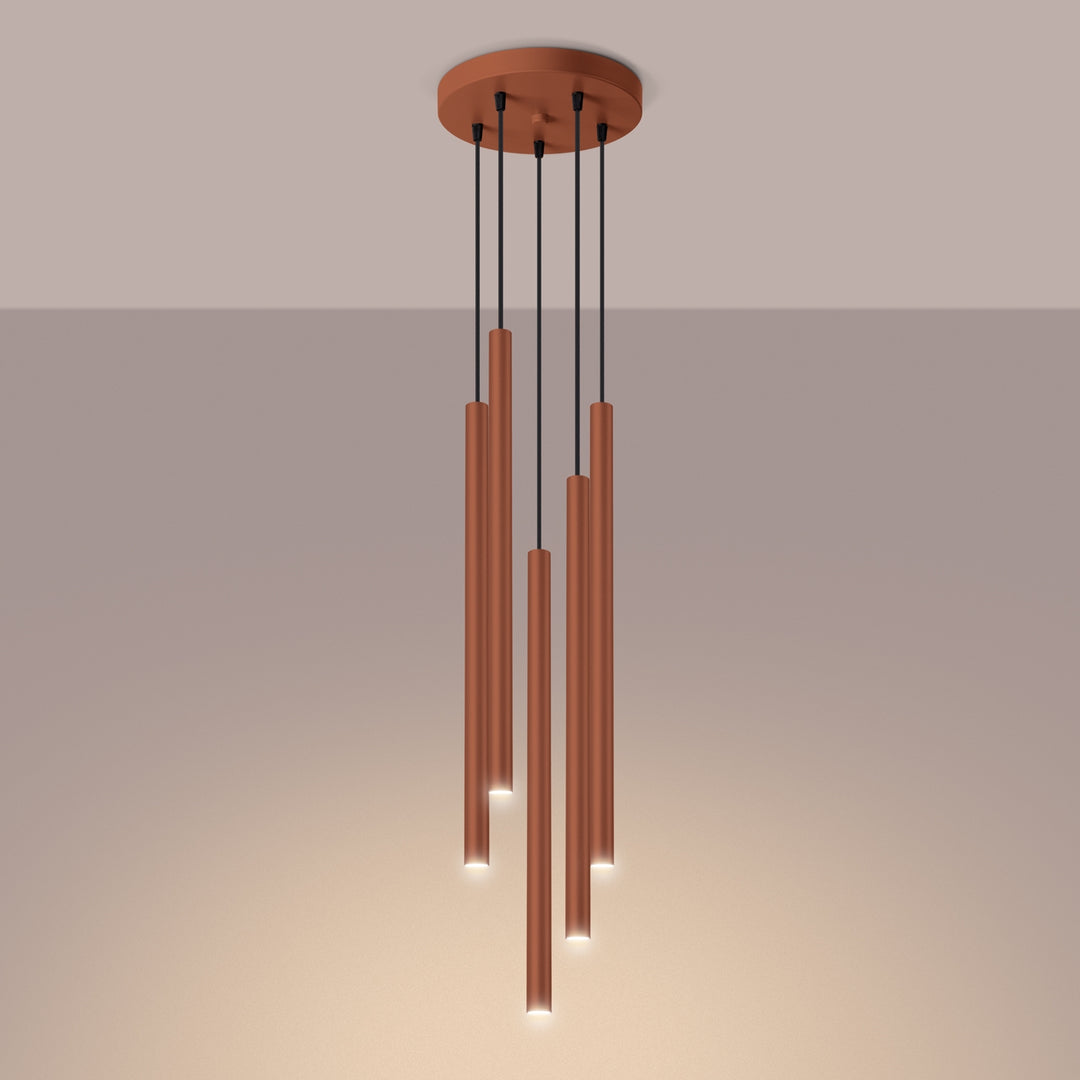 Lampa suspendata PASTELO 5P rosu ocru