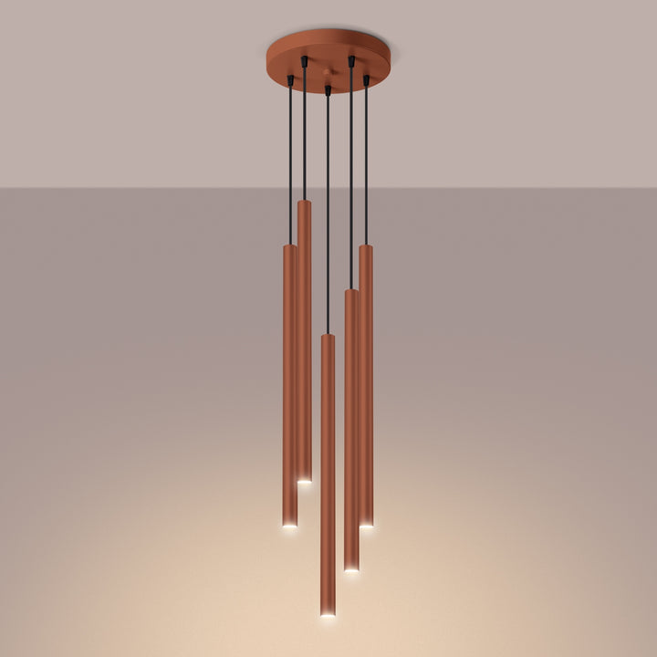 Lampa suspendata PASTELO 5P rosu ocru