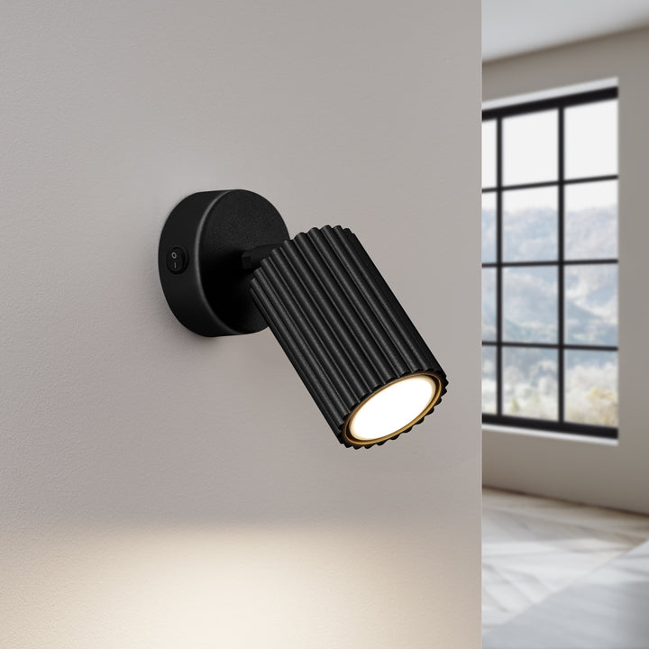 Lampa de perete KARBON negru cu un comutator