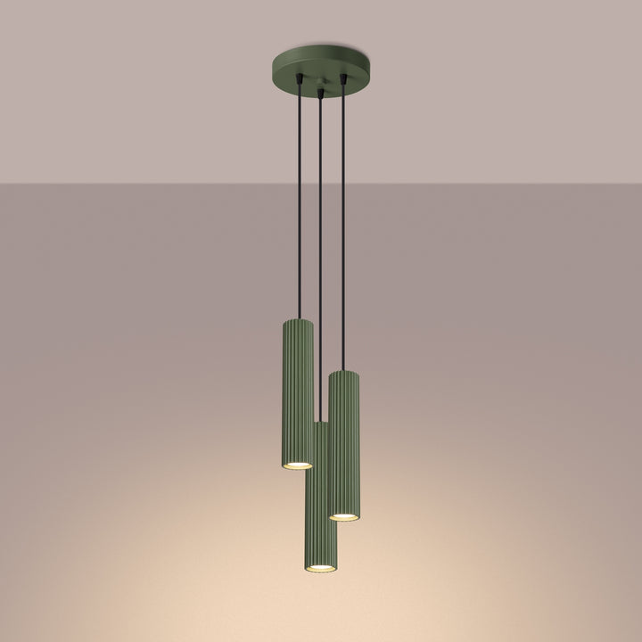 Lampa suspendata KARBON 3P verde masliniu
