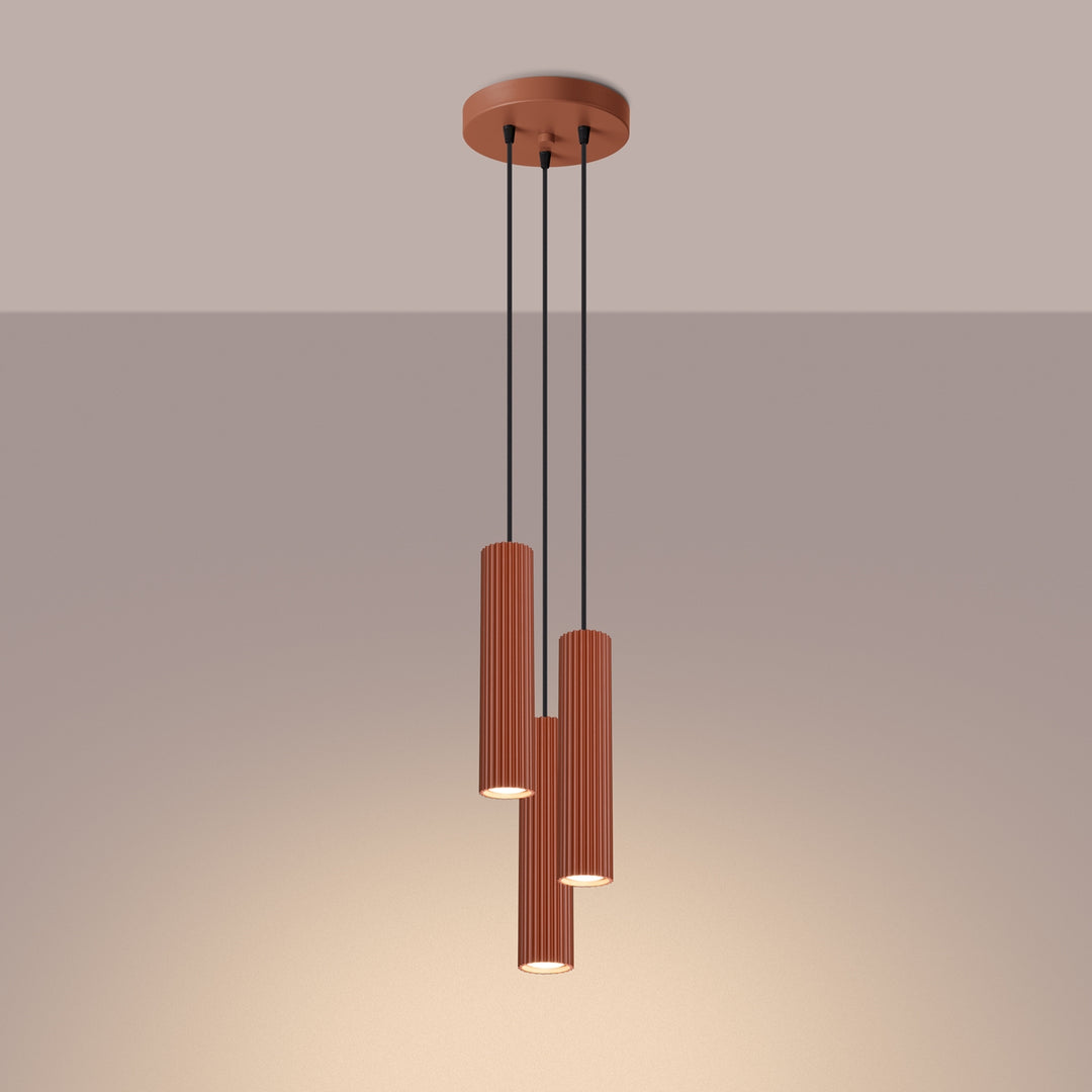 Lampa suspendata KARBON 3P rosu ocru