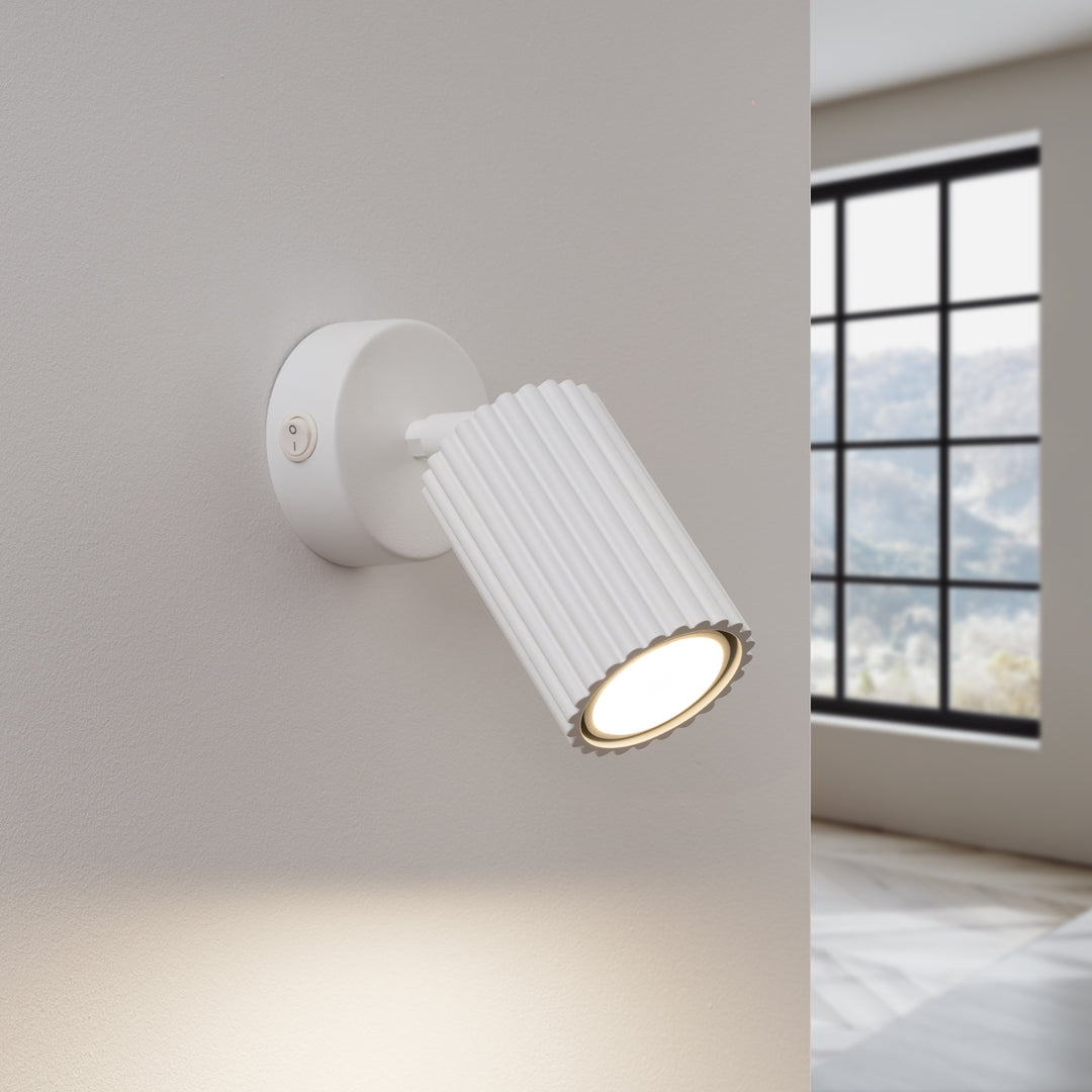 Lampa de perete KARBON alb cu intrerupator