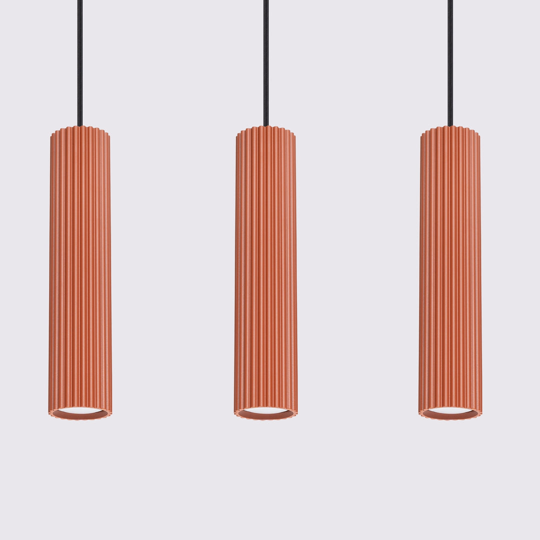 Lampa suspendata KARBON 3L rosu ocru