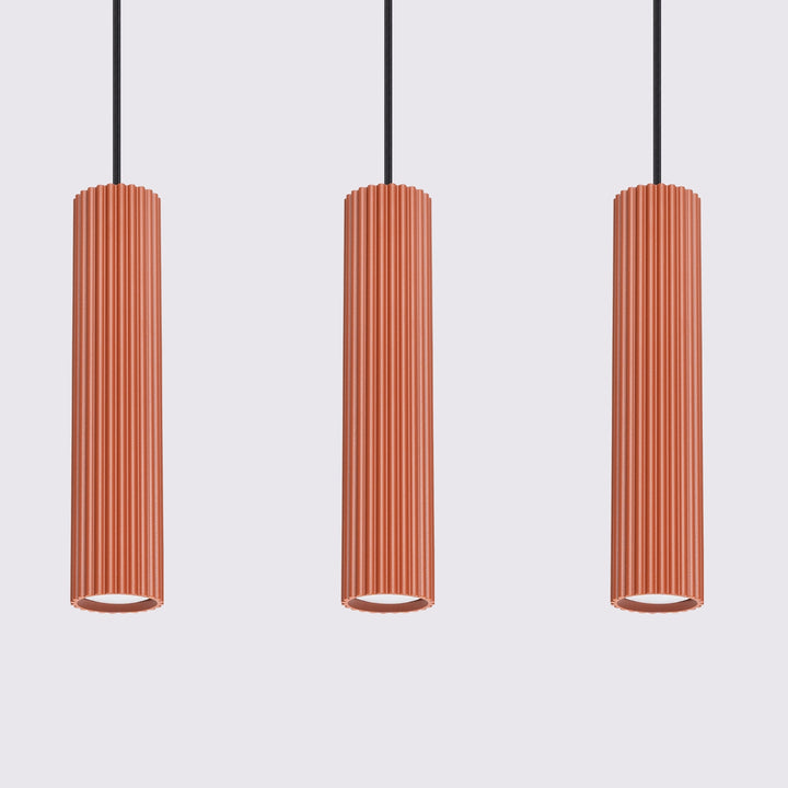 Lampa suspendata KARBON 3L rosu ocru