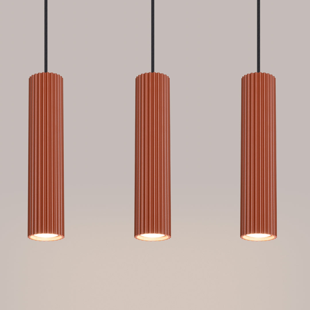 Lampa suspendata KARBON 3L rosu ocru
