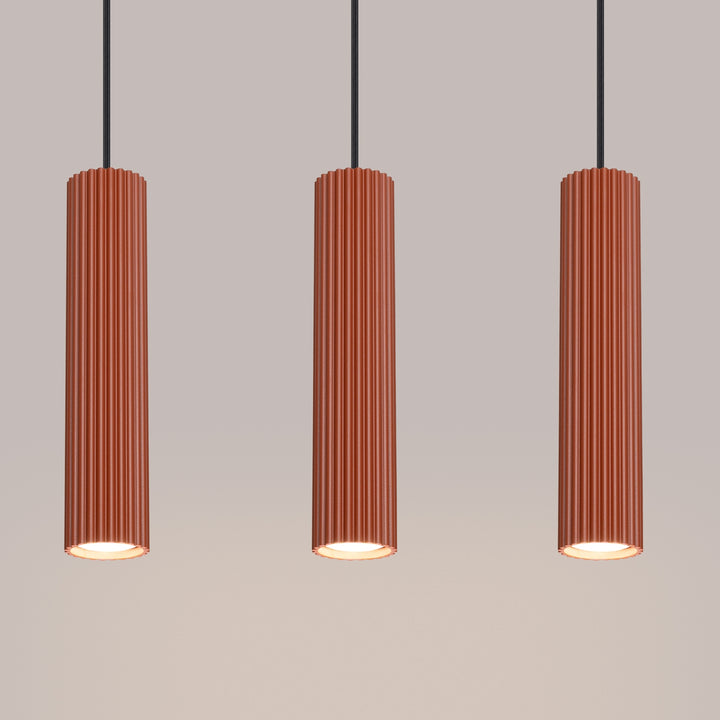 Lampa suspendata KARBON 3L rosu ocru
