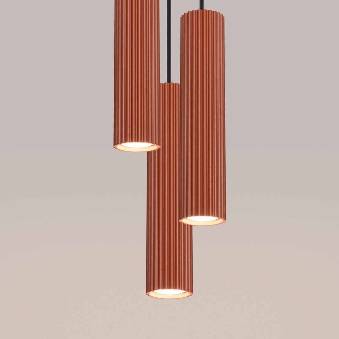 Lampa suspendata KARBON 3P rosu ocru