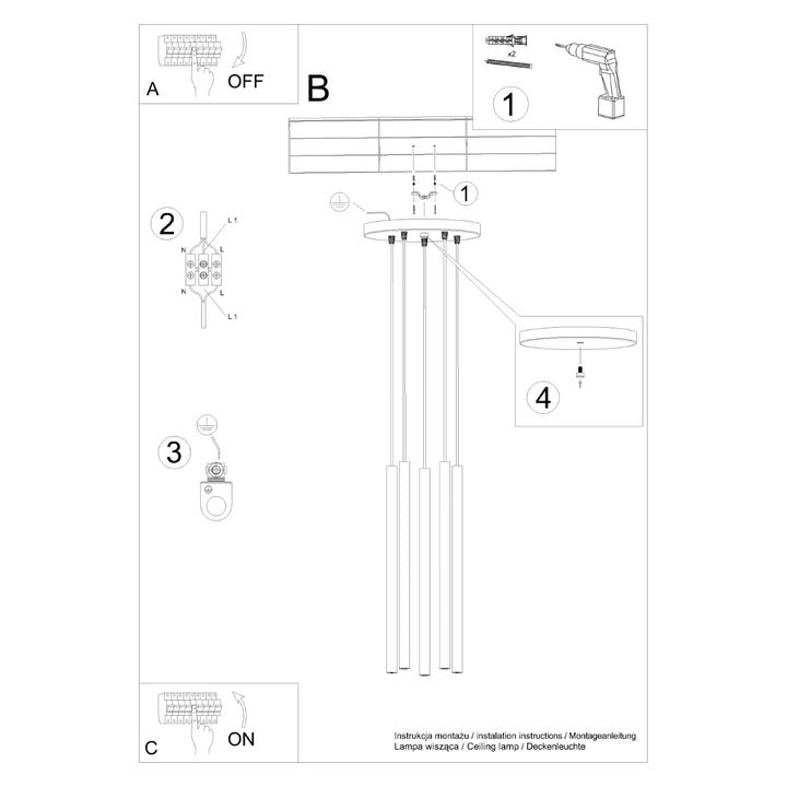 Lampa suspendata PASTELO 5P verde masliniu