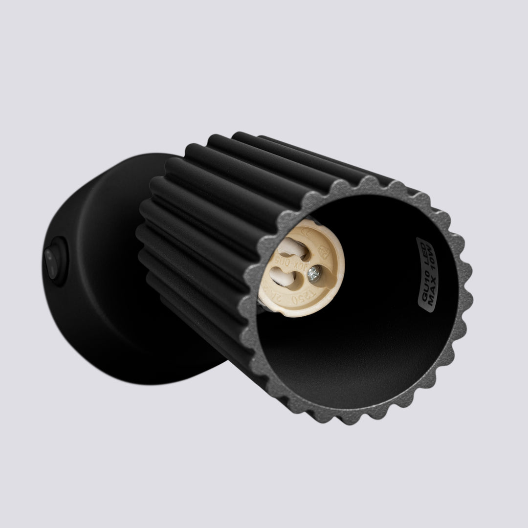 Lampa de perete KARBON negru cu un comutator
