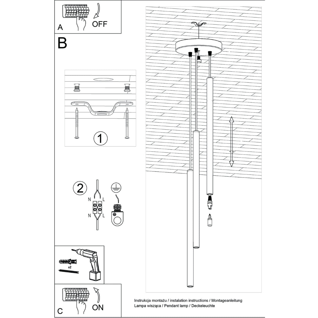 Lampa suspendata PASTELO 3P bej