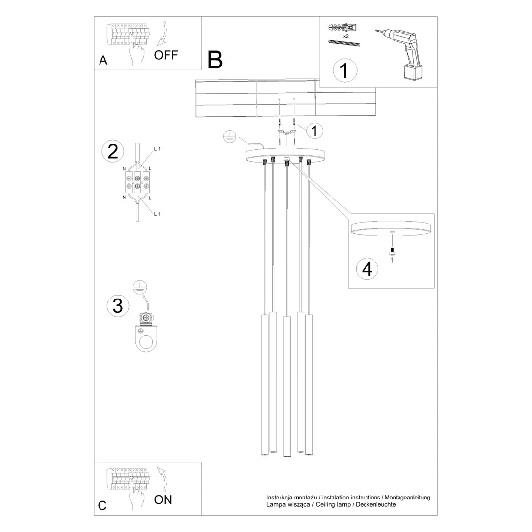 Lampa suspendata PASTELO 5P bej