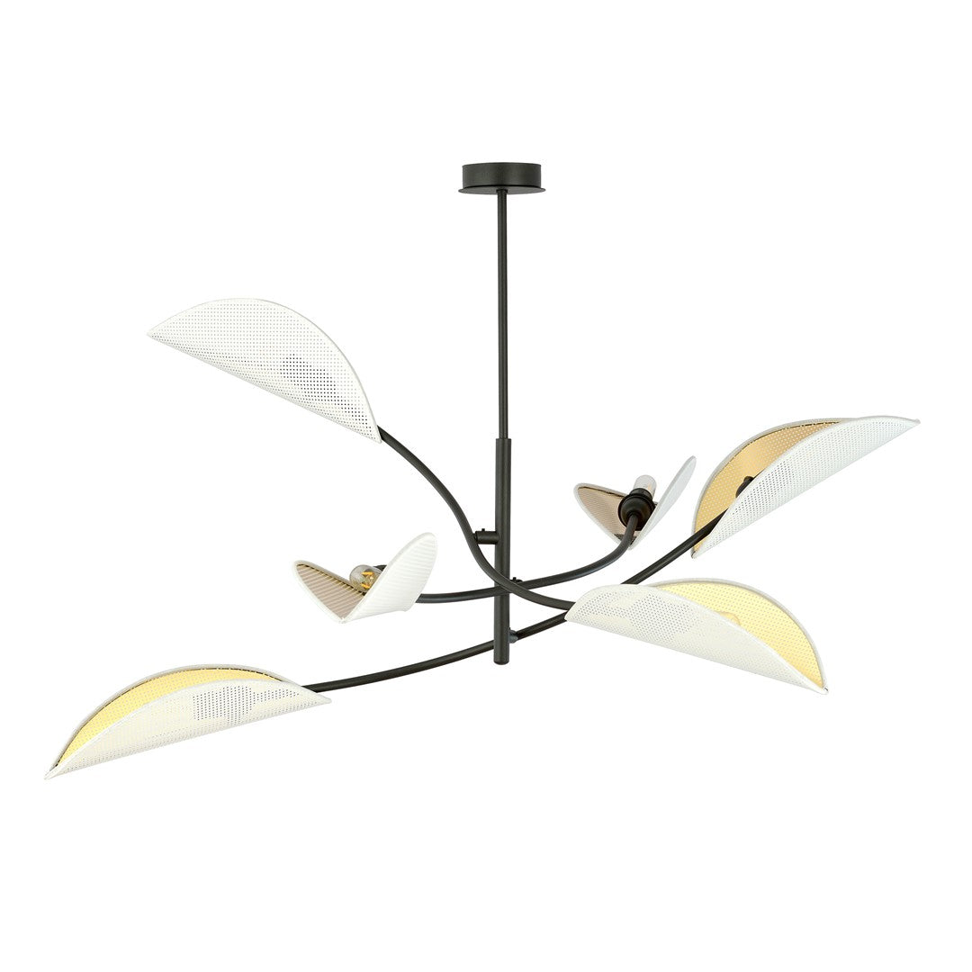 Lustra LOTUS 6 alba cu auriu