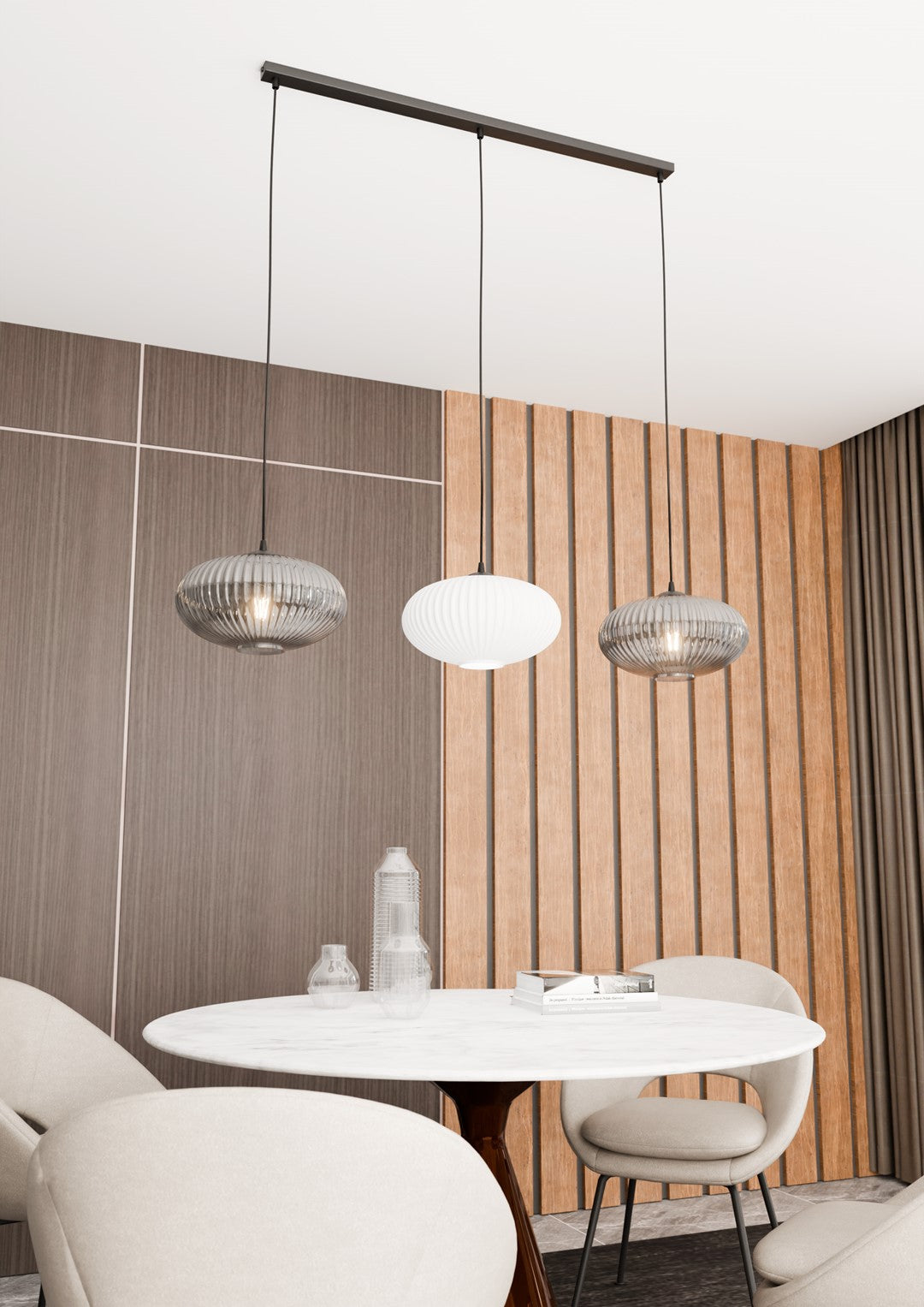 Lustra suspendata cu 3 pendule COCO 3 neagra MIX