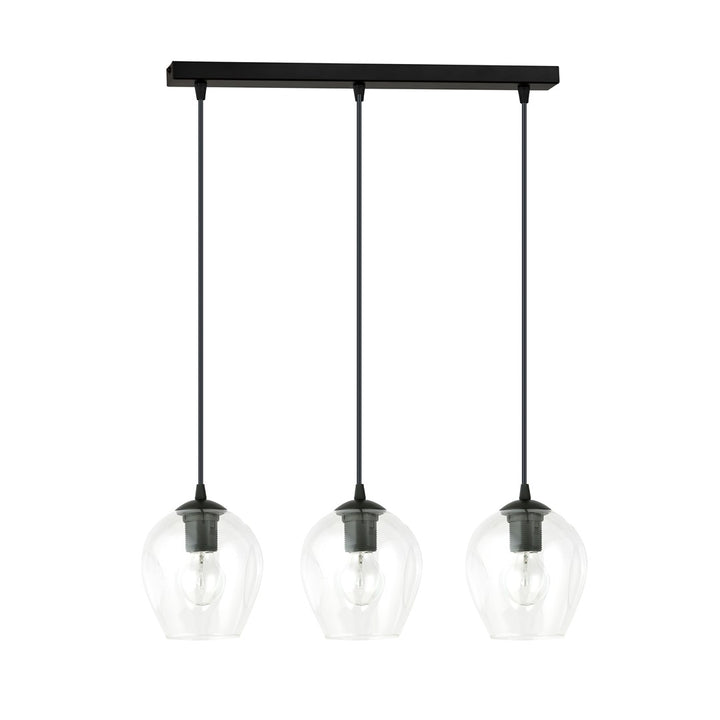 Lustra suspendata ISTAR 3 neagra cu abajur transparent