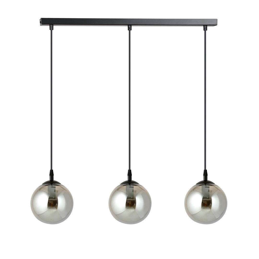 Lustra suspendata cu 3 pendule COSMO 3 neagra cu abajur grafit