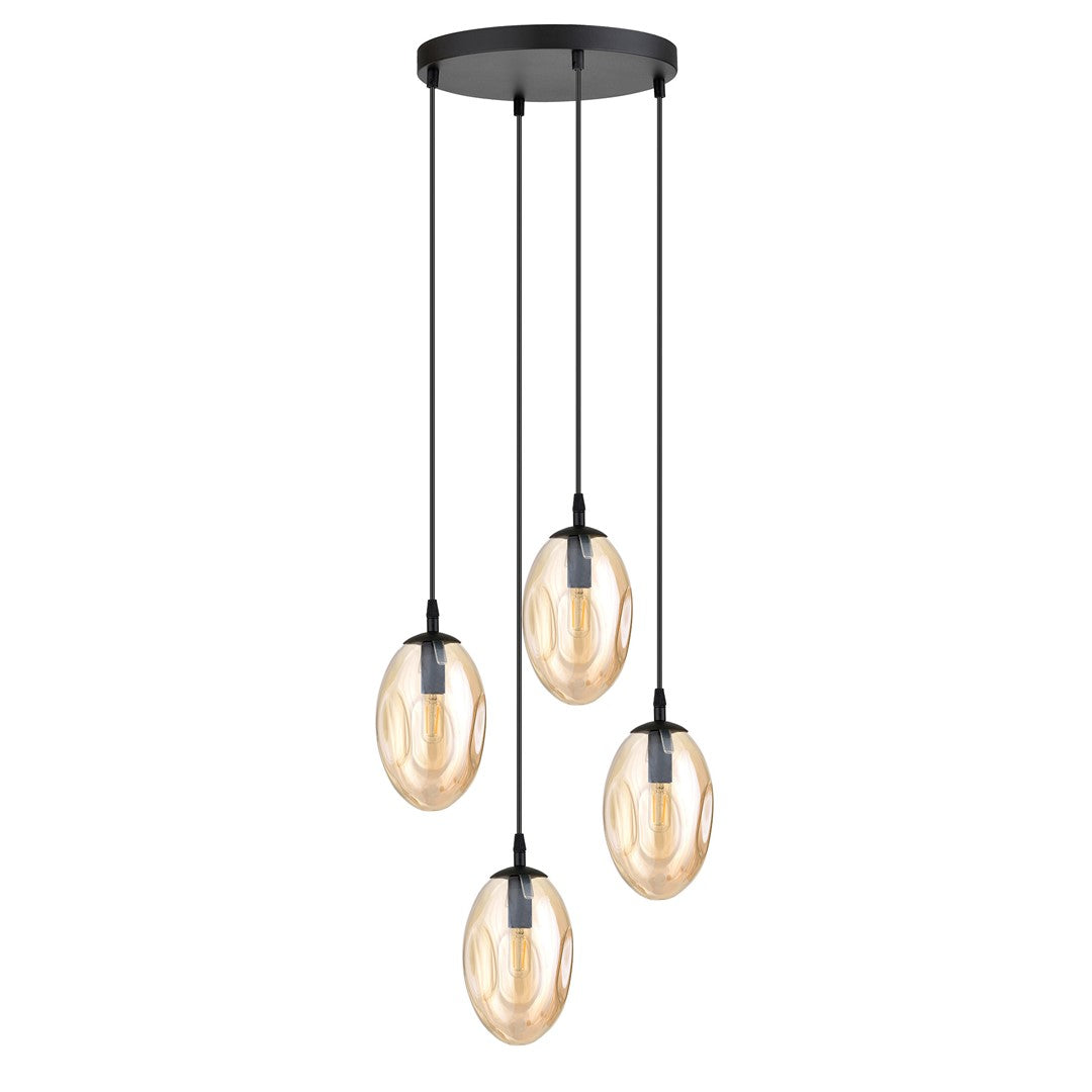Lustra suspendata ASTRAL 4 neagra PREMIUM chihlimbar