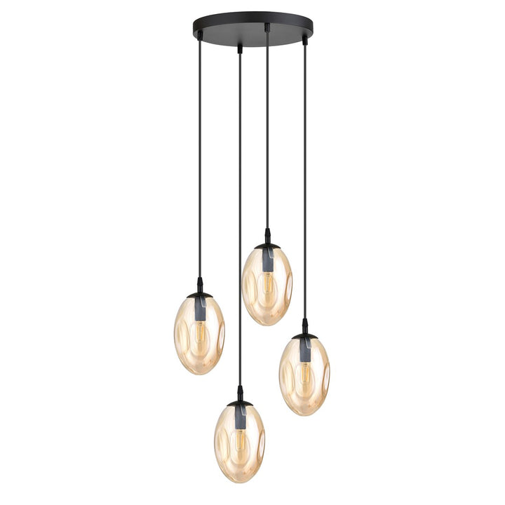 Lustra suspendata ASTRAL 4 neagra PREMIUM chihlimbar