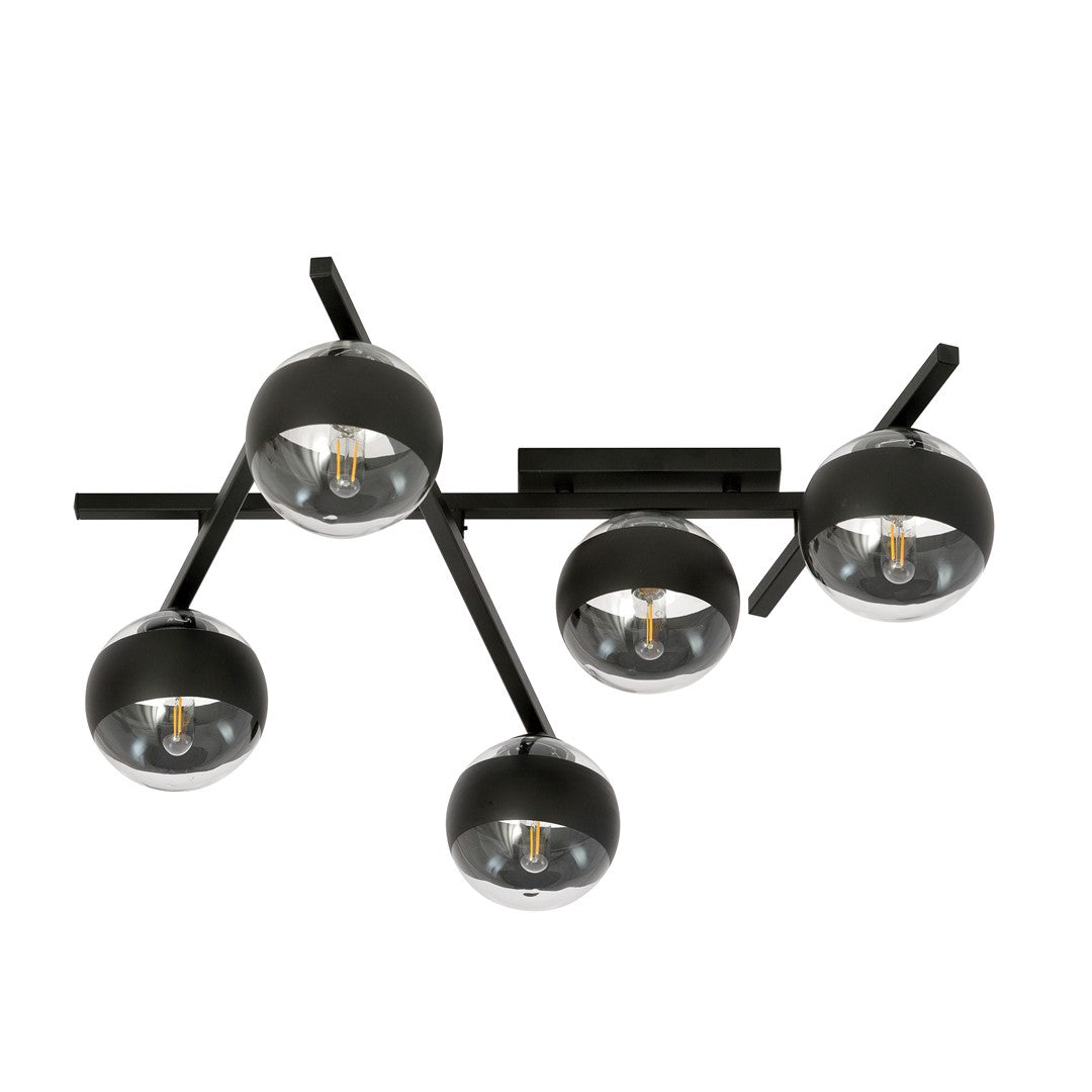 Plafoniera SMART 5 neagra cu dungi