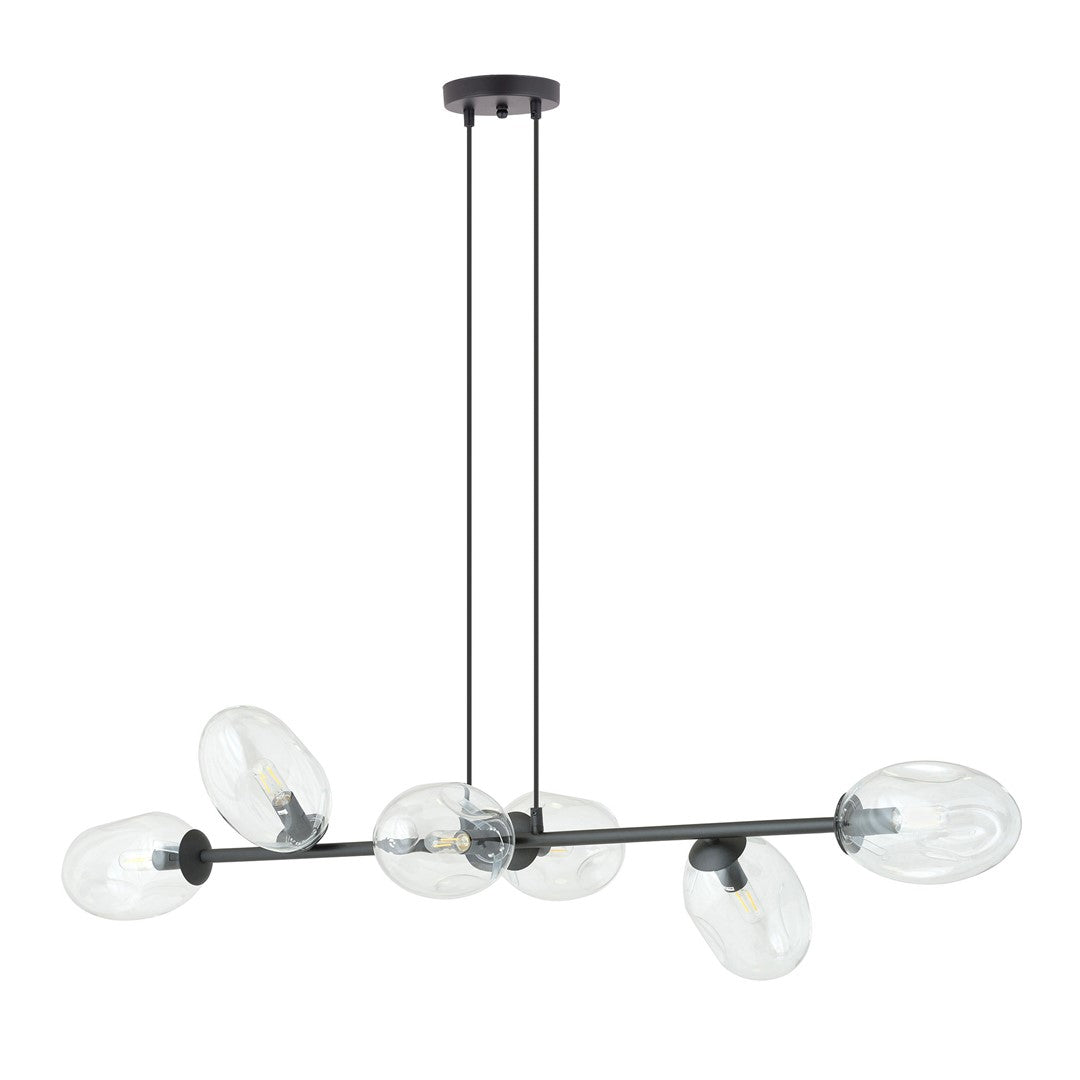 Plafoniera PANDORA 6 neagra cu abajur transparent