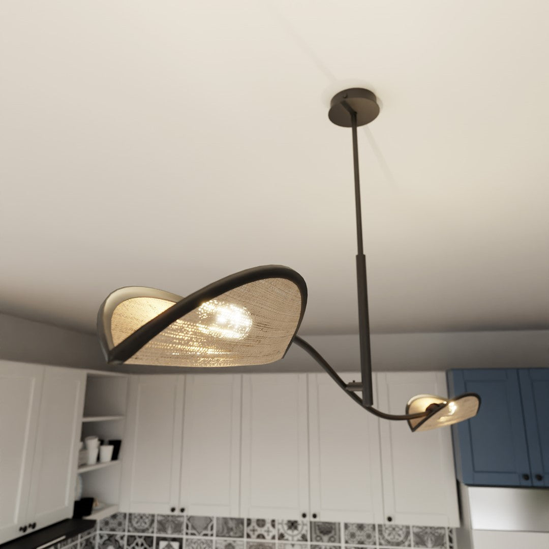 Lustra LOTUS 2 neagra/ratan
