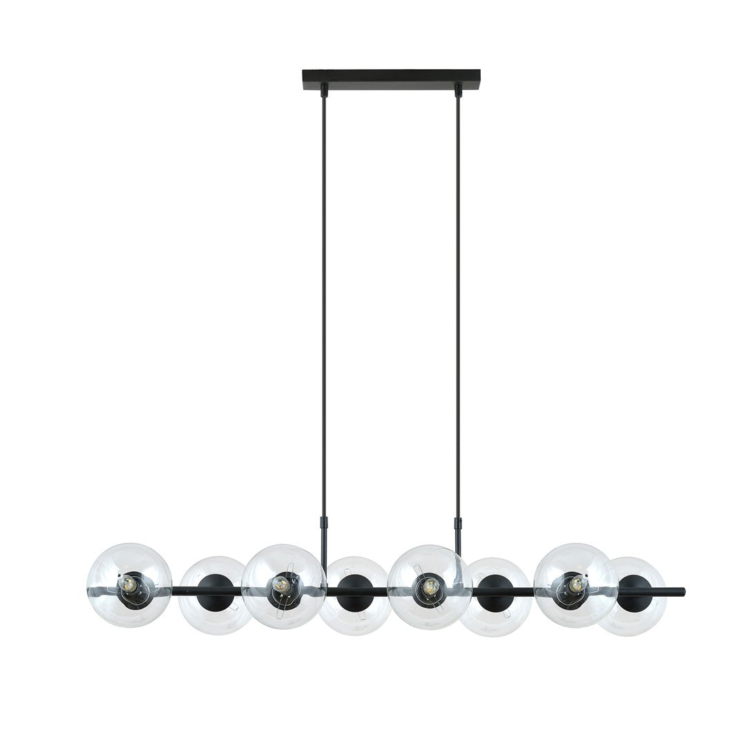 Lustra suspendata RORY 8 cu abajur transparent
